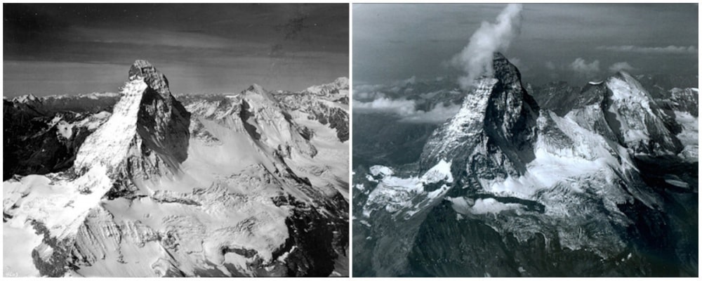 La montagne matterhorn dans les alpes, à la frontière entre la suisse et l'italie. Août, 1960 - août 2005. - 21 trends